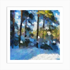 Snowy winter forest N4 Art Print