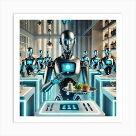 A Futuristic Dining Experience With High Tech Huma Art Print