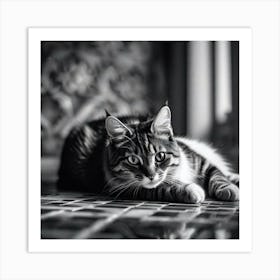 Black And White Cat 21 Art Print