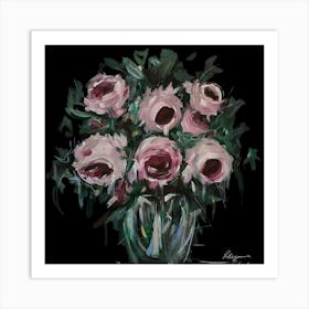 Moody Pink Flowers Art Print