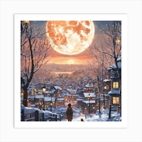 Full Moon In The Snow Art Print