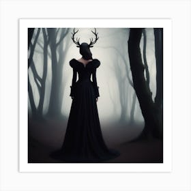 Deer In The Dark Wood Art Print