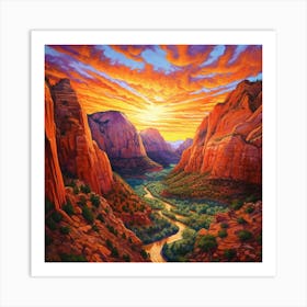 Sunset In Zion 14 Art Print