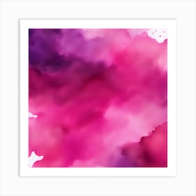 Beautiful pink magenta abstract background. Drawn, hand-painted aquarelle. Wet watercolor pattern. Artistic background with copy space for design. Vivid web banner. Liquid, flow, fluid effect. 1 Art Print