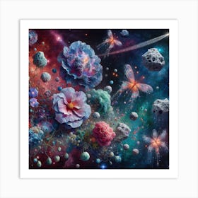 Flowers In Space Art Print