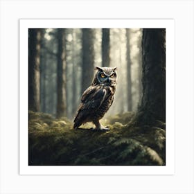 Owl In The Forest 55 Art Print