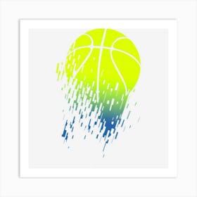 Disintegrating Neon Green Basketball Urban Art Print