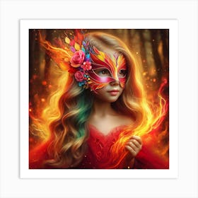 Little Girl In Fire Art Print