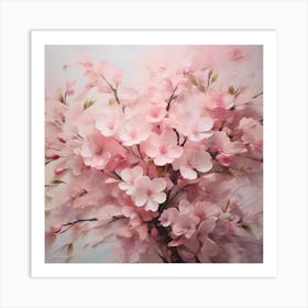 The delicate pink petals of the sakura, creating a sense of movement and life, optimistic painting Art Print