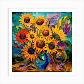 Sunflowers In A Vase 4 Art Print