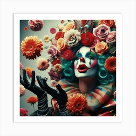 Clown With Flowers 4 Art Print