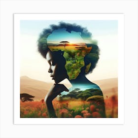 African Woman In A Field Art Print