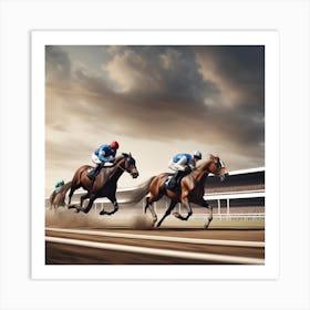 Horse Racing At The Racetrack 4 Art Print