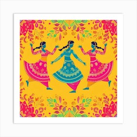 Baisakhi Banner Texture With Punjabi Dance Motif 171 Art Print