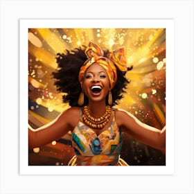 African Woman Celebrating Art Print