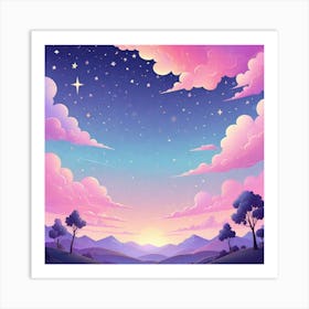 Sky With Twinkling Stars In Pastel Colors Square Composition 99 Art Print