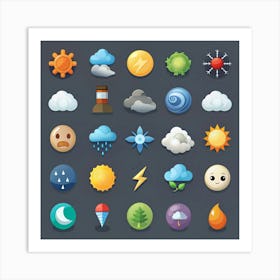 Weather Icon Set 1 Art Print