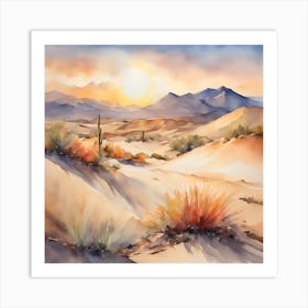 Sunset In The Desert Art Print