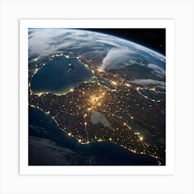 Earth At Night 20 Art Print