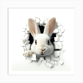 Rabbit Peeking Through A Hole 11 Art Print