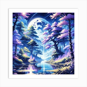 Full Moon In The Forest Art Print