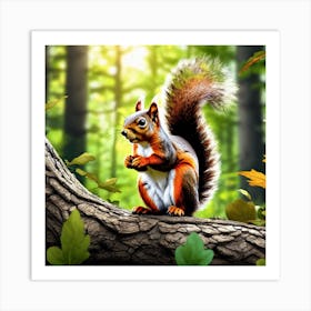 Squirrel In The Forest 370 Art Print