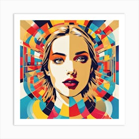 Girl With A Colorful Face Art Print