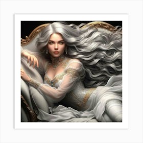 Young Woman With Long Hair Art Print
