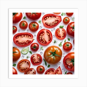 Tomatoes On A White Background Art Print