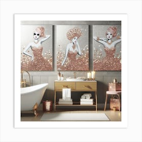 Glamorous glitter Bathroom 2gold Art Print