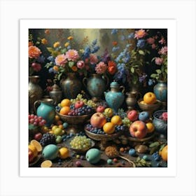 Table Full Of Fruit Art Print