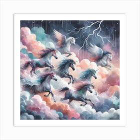 horses in the storm 6 Art Print