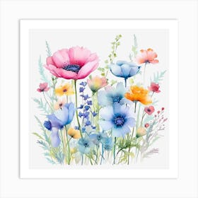 Watercolor Flowers Art Print