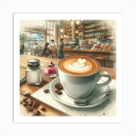 Coffee Shop Illustration Art Print