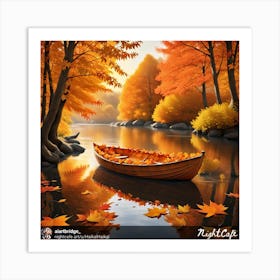 Boat On A River Art Print