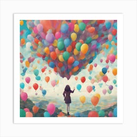 Girl With Balloons 1 Art Print