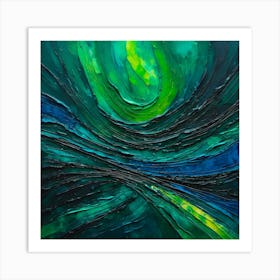 Abstract Painting Green and Blue Color 3 Art Print