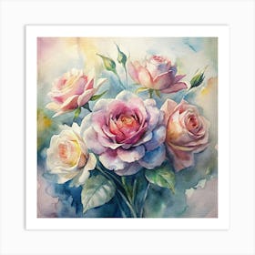 Watercolor Roses 6 Art Print