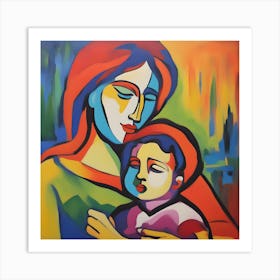 Mother And Child Abstract 1 Art Print