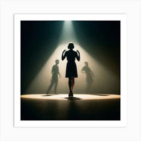 Silhouette Of Dancers Art Print