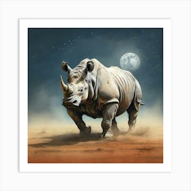 Rhino In The Desert Art Print