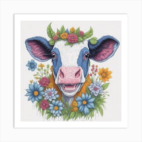 Cute Brave Lucky Cow Art Print