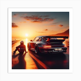 Porsche 911 At Sunset Art Print