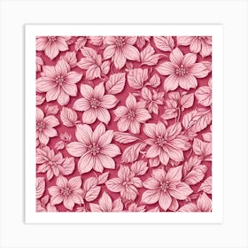 Pink Flowers On A Pink Background Art Print