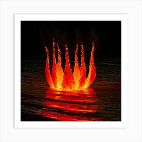 Abstract Fire Art Engulfs The Canvas In A Stream Of Crimson Flames Suggesting Burning Passion Flick (1) Art Print