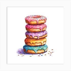 Stack Of Rainbow Donuts 2 Art Print