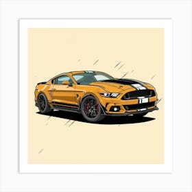 Front Of A Mustang Vector Style Detailed Dark Art Print