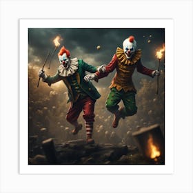 Clowns In The Dark 2 Art Print