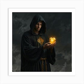 Druid Holding A Golden Heart Art Print