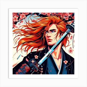 Samurai Orange Art Print